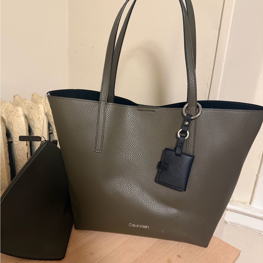 Calvin Klein Olive Green Tote Bag